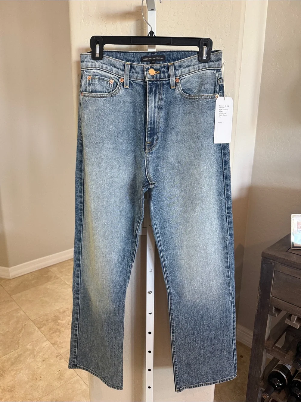 NWT Modern American High Rise Jackson The Dad Relaxed Straight Jean stereo blue - Picture 2 of 8